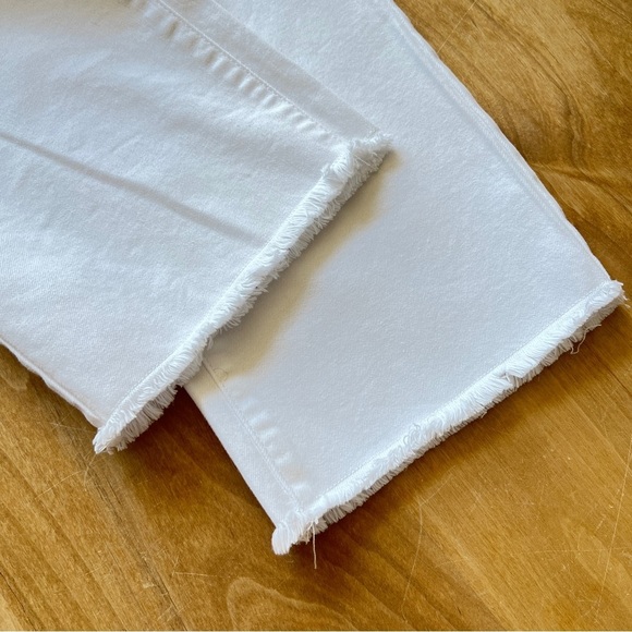 NYDJ MARILYN STRAIGHT JEANS 2 OPTIC WHITE FRAY HEM CROPPED STRETCH SUMMER CHIC - Picture 7 of 11